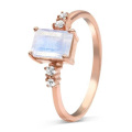 925 Sterling Silver Rose Gold Plated Moonstone Engagement Ring